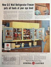 1956 General Electric Geladeira Freezer Pendura Parede Nível dos Olhos Impressão Antigo Anúncio comprar usado  Enviando para Brazil