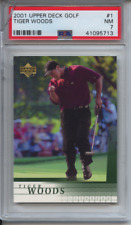 2001 UPPER DECK Golf 1 TIGER WOODS RC PSA 7 RC quase em perfeito estado estojo rachado canto comprar usado  Enviando para Brazil