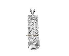 PINGENTE VERTICAL DE OURO BRANCO SÓLIDO 14K HAVAIANO 8MM ROLO DE FLOR DE PLUMERIA RECORTE comprar usado  Enviando para Brazil