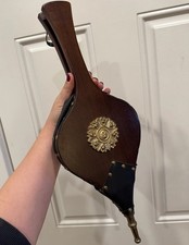 Foles de lareira antigos vintage 19" madeira e couro decoração para casa comprar usado  Enviando para Brazil