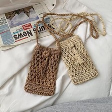 Bolsa tiracolo feminina vintage de palha tecido bolsa pequena de viagem casual comprar usado  Enviando para Brazil