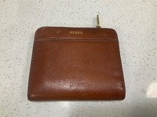 Carteira Fossil unissex couro marrom mini dobra ~ 4,5" x 4" ~ comprar usado  Enviando para Brazil