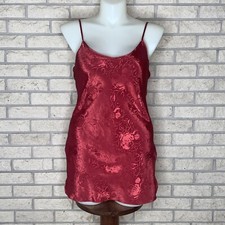 Vestido slip vintage vermelho cetim líquido opaco floral jacquard corte viés X grande 42 busto comprar usado  Enviando para Brazil