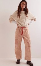 Free People Moxie Barrel Jeans Railroad Stripe We The Free Rope Coral 26 NOVO comprar usado  Enviando para Brazil