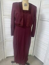 Vestido lápis vintage anos 80 RJ & Co duas peças maxi bainha bolero borgonha tamanho médio 8 comprar usado  Enviando para Brazil