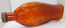 Garrafa de peixe de vidro âmbar antiga marrom com tampa de rosca 10,25" óleo de fígado de bacalhau Fisch's comprar usado  Enviando para Brazil