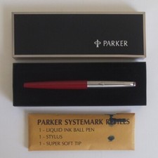 caneta esferográfica vintage PARKER Systemark + todos os 3 tipos de refil vazios originais, c.1976, usado comprar usado  Enviando para Brazil