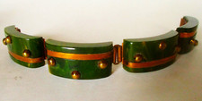 Usado, VINTAGE DÉCADA DE 1930 ART DÉCO GREDBAKELITE - E.P. PULSEIRA PAINEL OURO - FRANÇA comprar usado  Enviando para Brazil