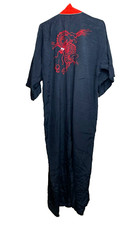 Kimono Vintage Flor de Ameixa Adulto Médio Preto Dragão Chinês 47" Roupão Longo Masculino comprar usado  Enviando para Brazil