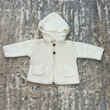 Usado, Jaqueta cardigã Zara mini bebê menino menina com capuz elo malha suéter marfim 1-3 comprar usado  Enviando para Brazil