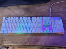 Teclado mecânico ergonômico YOUFU teclas brancas e base cromada RGB - Ótimo! comprar usado  Enviando para Brazil