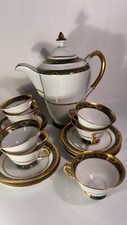 Używany, Servizio da caffè 7 pax in ceramica bianca con dettagli oro, bianchi e verdi. Ba na sprzedaż  Wysyłka do Poland