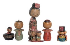Conjunto Kokeshi Japonês Vintage 6 peças – Bonecas folclóricas quimono criativas pintadas à mão (3–10 comprar usado  Enviando para Brazil