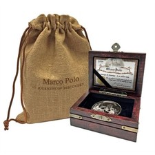 VENDA 2025! 2015 Marco Polo 2 oz .999 -Prata com baú de madeira e certificado de autenticidade/ comprar usado  Enviando para Brazil