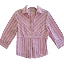 Blusa pradaria listrada rosa média manga 3/4 com botões G.H. Bass & Co., usado comprar usado  Enviando para Brazil