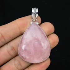 Pingente de prata esterlina 925 quartzo rosa feito à mão lindos presentes joias R-924 comprar usado  Enviando para Brazil