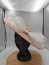 Chapéu de casamento branco pêssego grande fascinador faixa de cabeça Kentucky Derby Royal Ascot comprar usado  Enviando para Brazil