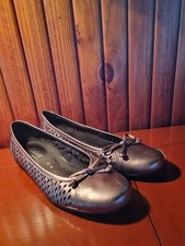 GABOR COURO PERFURADO SUPERIOR/FORRO ESTANHO S6 SAPATOS PLANOS RRP$239,00 COMO NOVO, usado comprar usado  Enviando para Brazil