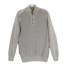 Suéter masculino Tommy Bahama cinza médio malha canelada manga longa 1/4 zíper pulôver de algodão comprar usado  Enviando para Brazil