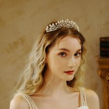 Coroa tiara feminina de formatura rainha princesa casamento cristal pérola ouro 3,5 cm de altura comprar usado  Enviando para Brazil