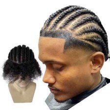 Unidade de tranças de cornrow 100% substituição cabelo humano 8x10 toupee pleno PU para homens negros comprar usado  Enviando para Brazil