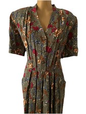 Usado, Antigo Vestido MIDI Stevens Escritor Verde Floral Jardim Festa Chá Plissado Tamanho 12 comprar usado  Enviando para Brazil