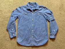 Camisa social masculina gap infantil manga longa aba rolo botão frontal denim cambraia M comprar usado  Enviando para Brazil