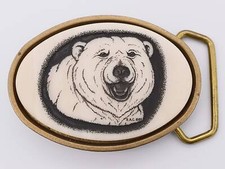 Urso Polar Latão Sólido Mármore Sintético Fivela De Cinto Vintage comprar usado  Enviando para Brazil