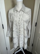 Túnica SOFT SURROUNDINGS Kamal Rayon linho tamanho XL bordada bege comprar usado Túnica SOFT SURROUNDINGS Kamal Rayon linho tamanho XL bordada bege comprar usado  Enviando para Brazil