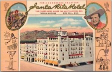 Cartão postal TUCSON, Arizona SANTA RITA HOTEL "Nick Hall, Mgr." Curteich Line 1948 comprar usado  Enviando para Brazil