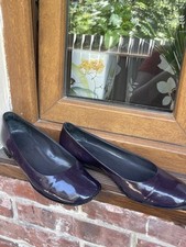Sapatos femininos Jil Sander sem salto couro laca patenteado roxo biqueira quadrada tamanho 41 comprar usado  Enviando para Brazil