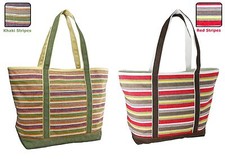 Large Canvas Stripes Shoulder Tote Bag Unisex Handbag Fashion Bag Shopping Bag, usado comprar usado  Enviando para Brazil