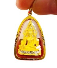 Pingente amuleto ouro 18k 750 Phra Chinnarat tailandês fortuna sagrada talismã lindo comprar usado  Enviando para Brazil