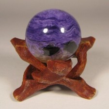 Bola esfera de pedra preciosa roxa CHAROITE 30mm com suporte - Yakutia, Rússia comprar usado  Enviando para Brazil