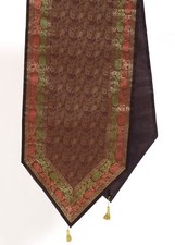 Corredor de mesa marrom decoração de jantar indiano Banarasi seda brocado paisley pano de presente comprar usado  Enviando para Brazil