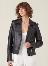 Jaqueta de motociclista Tigerlily preta couro genuíno tamanho AUK 14 EUA 12 NOVA SEM ETIQUETAS comprar usado  Enviando para Brazil