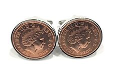 Abotoaduras de aniversário de casamento. Moeda 1p polida genuína bronze/cobre 2015 2016 comprar usado  Enviando para Brazil