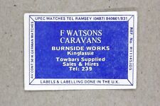 Matchbox label watsons for sale  EASTBOURNE