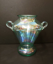 Usado, Vaso troféu de vidro soprado à mão vintage/contemporâneo peça central acabamento iridescente comprar usado  Enviando para Brazil