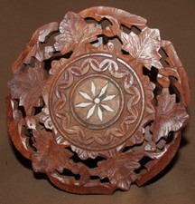 Arte popular vintage esculpida à mão madeira pequena mesa dobrável suporte de exibição comprar usado  Enviando para Brazil