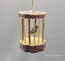 Decoração de árvore enfeite de Natal vintage chinês cloisonne esmalte papagaio pássaro gaiola comprar usado  Enviando para Brazil