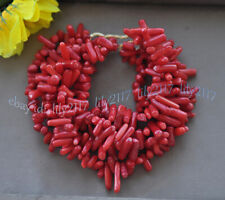 Usado, Pulseira de pedras preciosas de galho de árvore forma livre irregular com lascas de coral vermelho natural 5 fileiras 8"" comprar usado  Enviando para Brazil