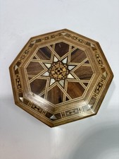Caixa de joias vintage madeira bugigangas padrão mosaico 4" diâmetro forrado octógono articulado comprar usado  Enviando para Brazil