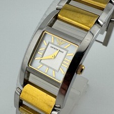 Relógio de quartzo feminino Emporio Armani 50m tom duplo aço quadrado nova bateria 5,75" comprar usado  Enviando para Brazil