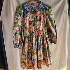 Lindo Vestido Floral Vintage Pudim de Ameixa com Laço e Gola Peter Pan Infantil tamanho 14 comprar usado  Enviando para Brazil
