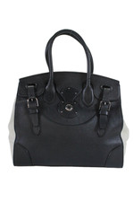 Bolsa satchel feminina Ralph Lauren couro macio tom prata Ricky preta branca comprar usado  Enviando para Brazil