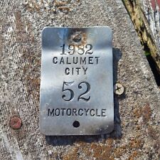 Placa de etiqueta 1982 Calumet City Illinois MOTORCYCLE - "52" (3"x2") comprar usado  Enviando para Brazil