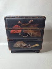 Usado, Antiga laca japonesa pequena mesa cômoda 3 gavetas caixa de joias Tansu anos 1800 comprar usado  Enviando para Brazil