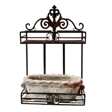 Prateleira de ferro forjado vintage plantador de terracota ornamentado ferrugem pátina Fleur de Lis comprar usado  Enviando para Brazil
