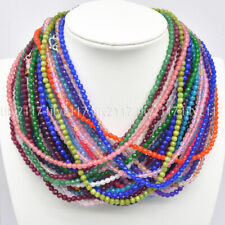 Lotes de 4 mm pedras preciosas multicoloridas naturais facetadas contas redondas colares fecho prata 18" comprar usado  Enviando para Brazil